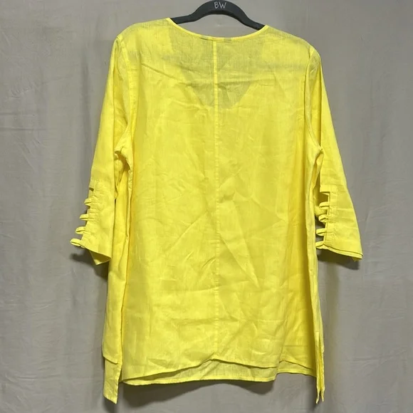 Ali Miles linen yellow tunic top / Size L / Box 5-35 - Picture 6 of 8